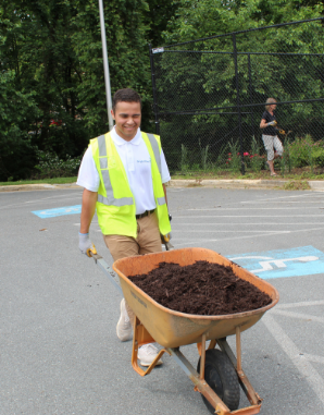 Wheel Barrel Full of Dirt During Community Service Event